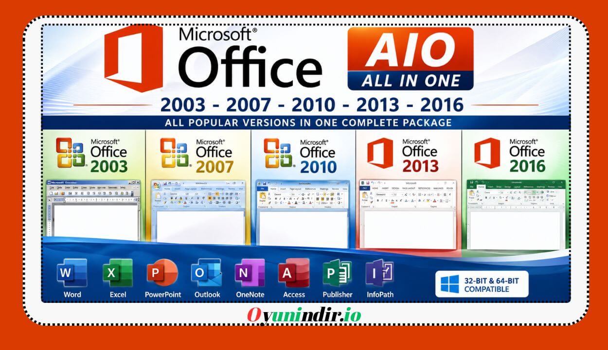 Microsoft Office 2003-2016 AIO İndir – Full Türkçe 32/64 Bit
